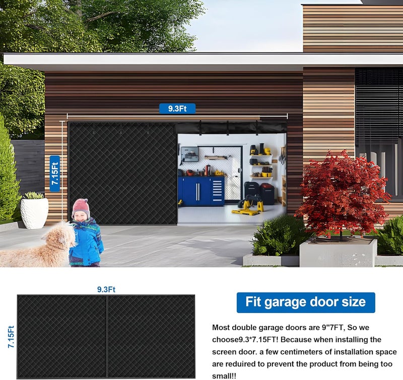 LIAMST Garage Door Screen for Winter，Garage Door Insulation Kit，Magnetic Thermal Insulated Door Curtain, Garage Insulated Door Curtain ， Weatherproof, Windproof, Soundproof(9 * 7Ft) - Image 2